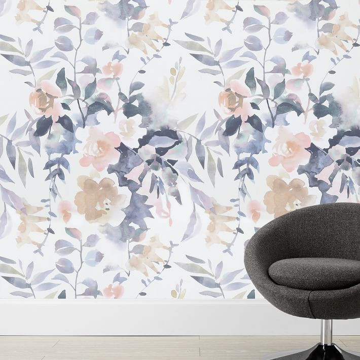 Watercolor Floral Peel & Stick Wallpaper | Pottery Barn Teen