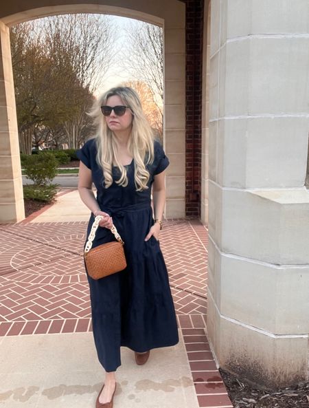 This navy dress! Comes in two prints, too! I love dresses for spring and summer so much. Love the woven look of the bag and the shoes ❤️ dress is true to size 

Mom style, casual style , spring outfit, travel outfit, work wear, spring capsule, spring sweater  , mom outfit, neutral fashion, casual style, vacation outfit, dress, trench coat, rainy day style,White jeans, wide leg jeans, baggy jeans, travel outfit, Spring dress, summer dress, Clare v

#LTKSeasonal #LTKstyletip #LTKfindsunder100