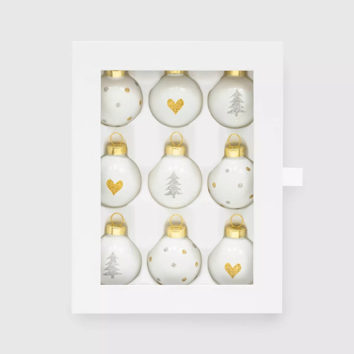 Glittered Glass Christmas Tree Ornament Set 9pc White/Gold/Silver - Sugar Paper™ + Target | Target