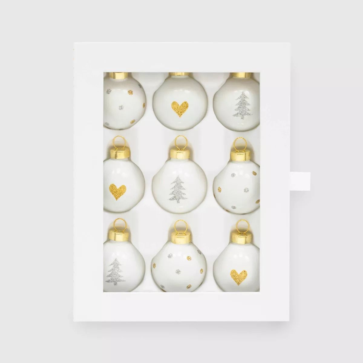 Glittered Glass Christmas Tree Ornament Set 9pc White/Gold/Silver - Sugar Paper™ + Target | Target
