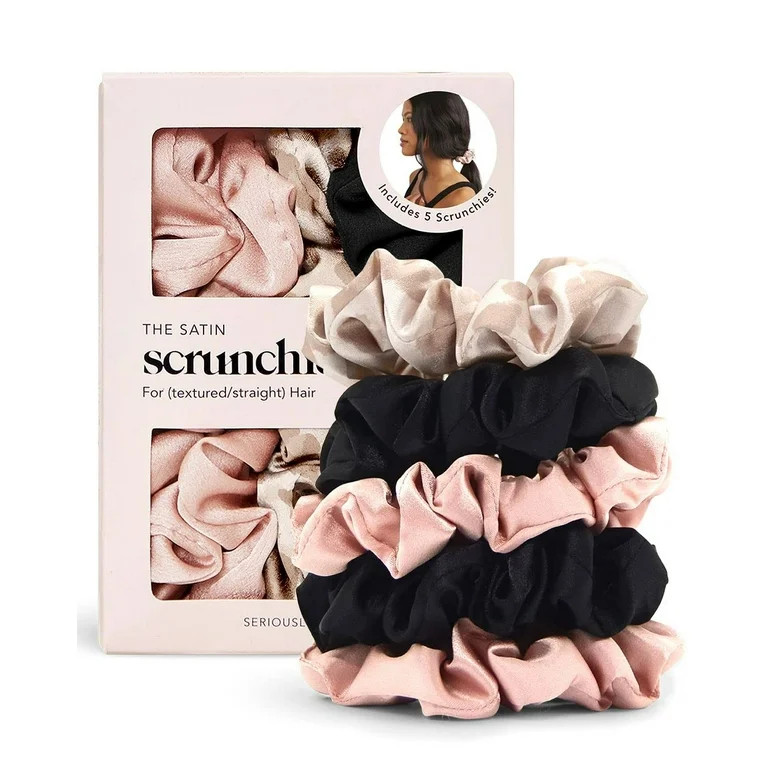 Kitsch Satin Hair Scrunchies for Women - Softer than Silk, Satin Scrunchie, 5 Pack (Assorted) | Walmart (US)
