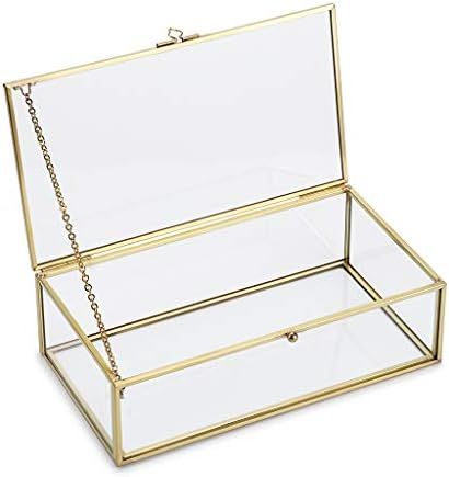 Amazon.com: Hipiwe Vintage Glass Keepsake Box, Rectangle Jewelry Display Organizer Box Vanity Lid... | Amazon (US)