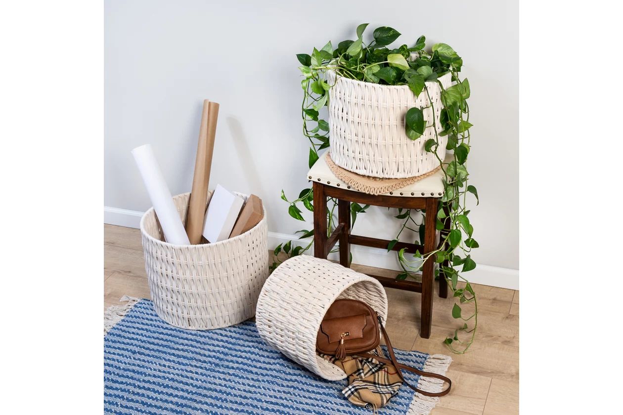 Honey-Can-Do Metal Frame Nesting Round Rope Baskets (Set of 3) | Ashley Homestore