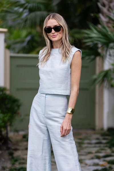 Dupioni Silk Slim Shell Top - Gracie Blue | Julia Amory