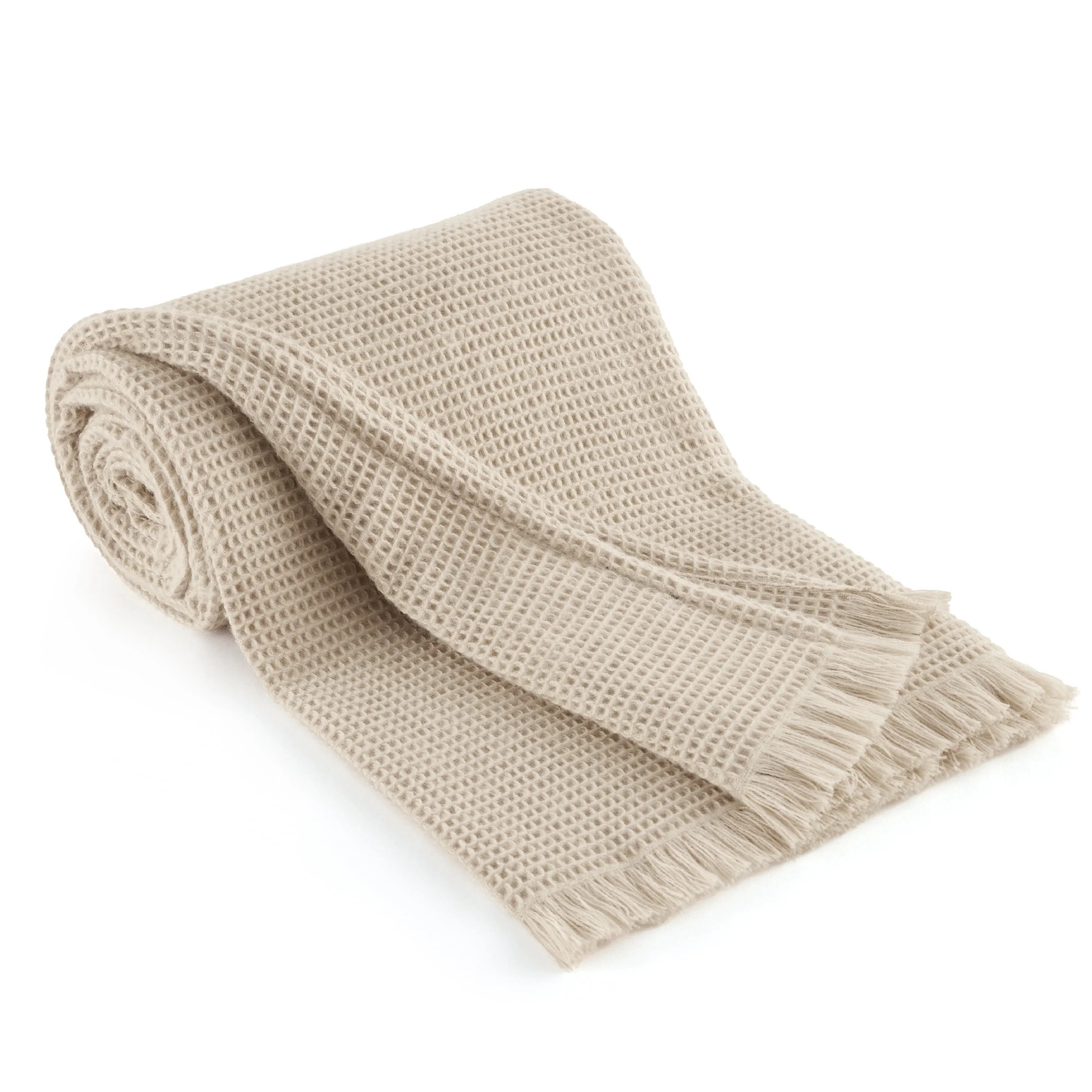 Cozy Comfort Oatmeal Throw Blankets for Couch, Decorative Waffle Woven Throws Blanket with Tassel... | Walmart (US)