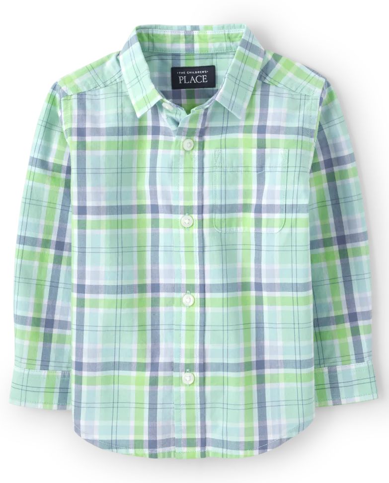 Baby And Toddler Boys Dad And Me Plaid Poplin Button Down Shirt - mellow aqua | The Children's Place
