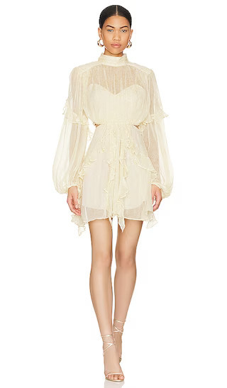 Gina Ruffle Mini Dress in Limoncello | Off White Dress Ivory Dress Cream Dress Little White Dress | Revolve Clothing (Global)