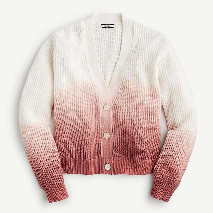Ribbed cashmere cardigan sweater in dip-dye | J.Crew US