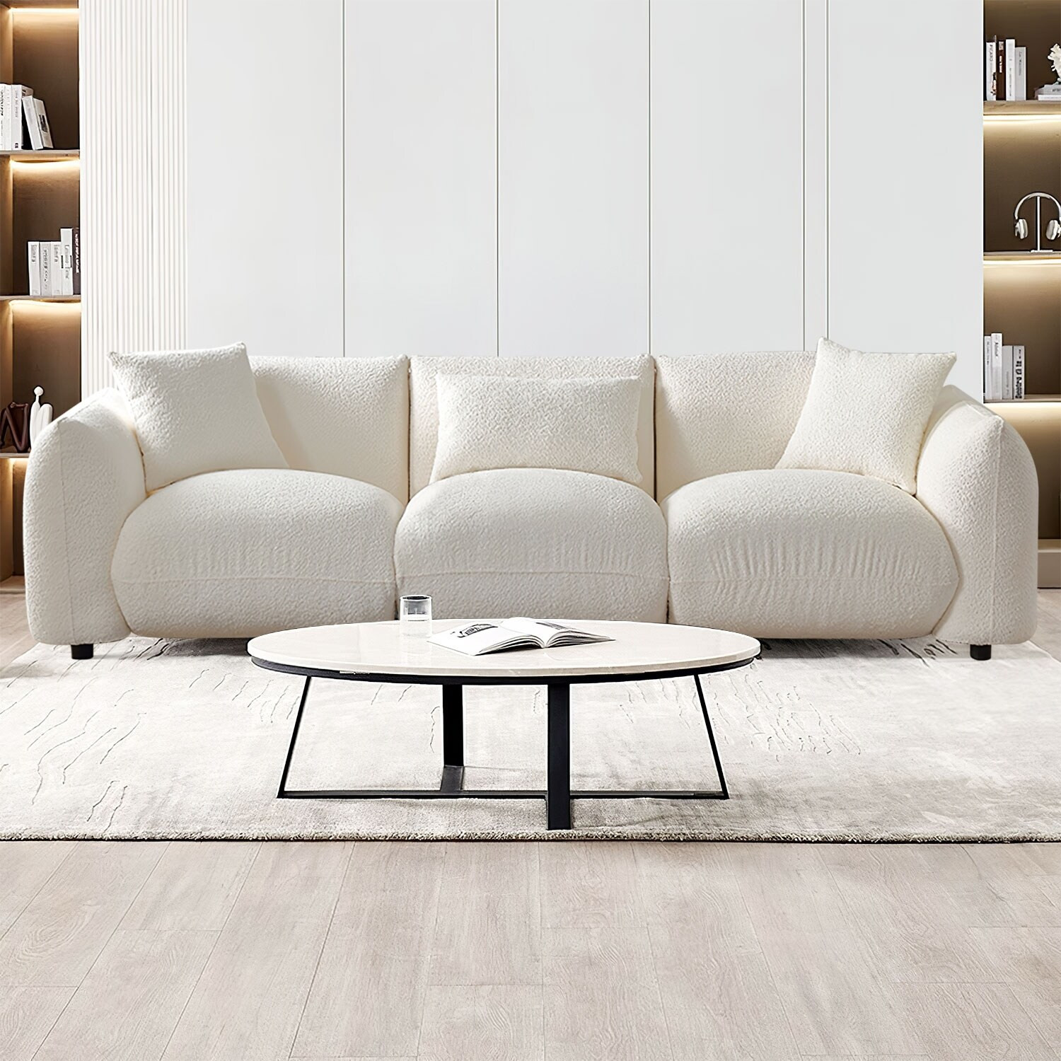 Streamlined Boucle Cloud Loveseat Lazy Beige Sleeper Accent Couch | Bed Bath & Beyond