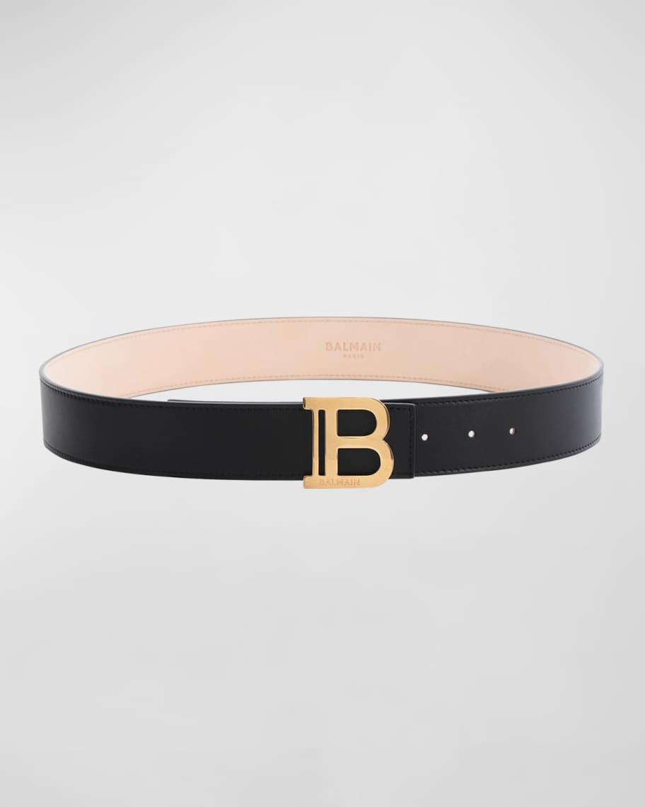 B Logo Calfskin Buckle Belt | Neiman Marcus