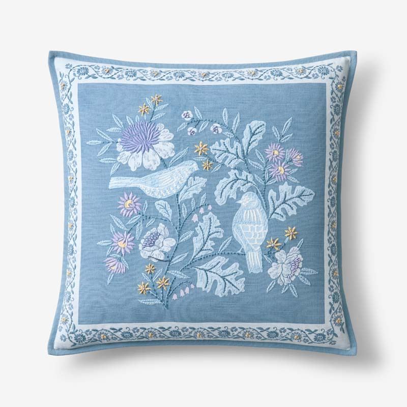 Tira Bird Decorative Square Pillow Cover - Bird Blue, 20 in. x 20 in. | The Company Store