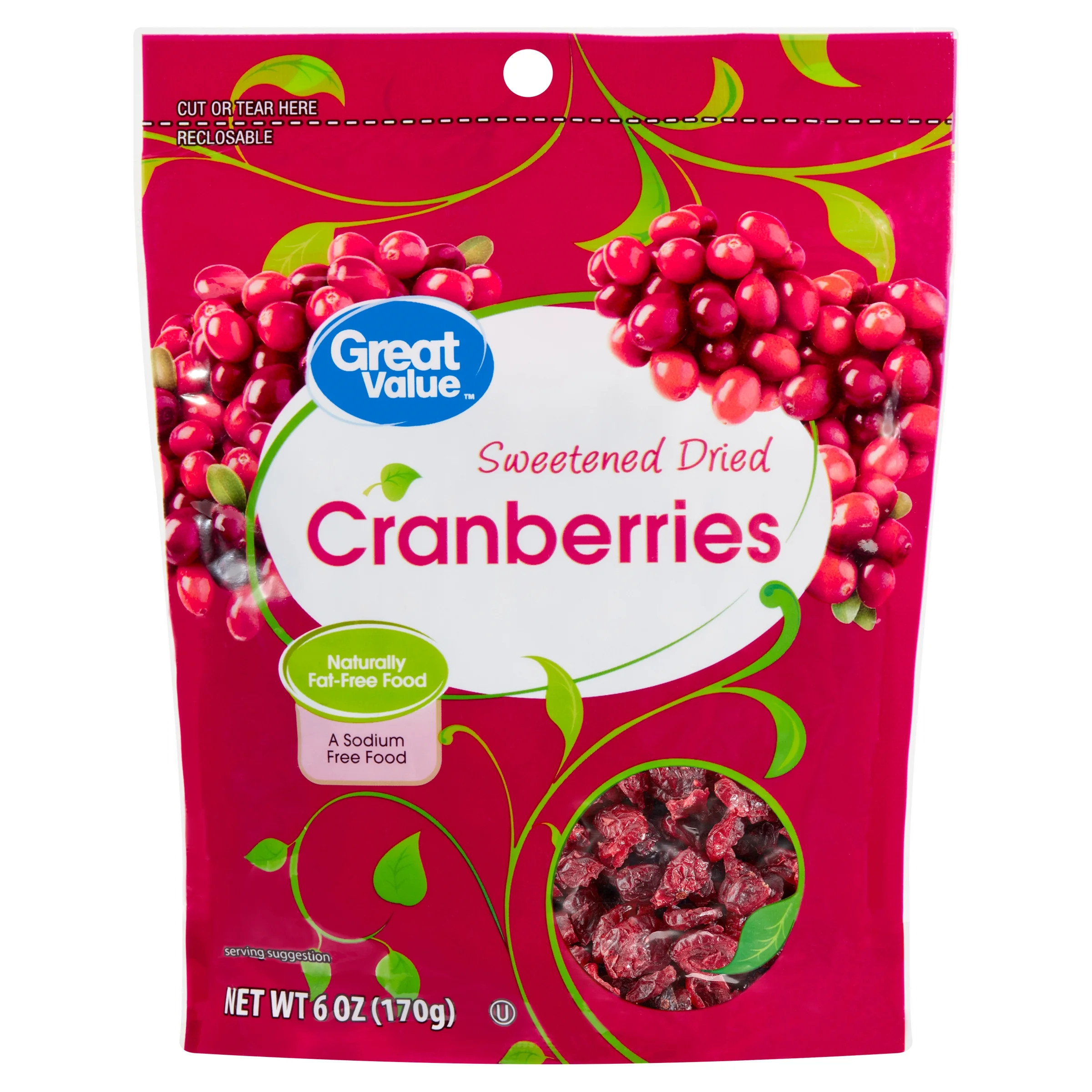 Great Value Sweetened Dried Cranberries, 6 oz | Walmart (US)