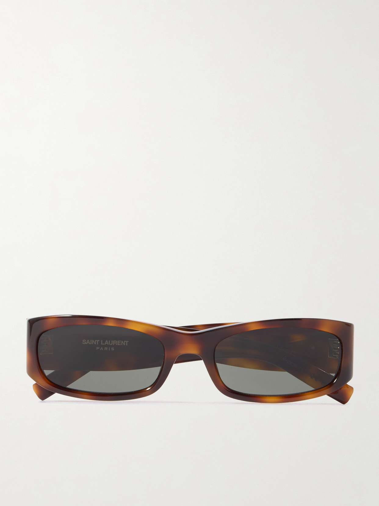 SAINT LAURENT EYEWEAR - Rectangle-frame Tortoiseshell Acetate Sunglasses - Brown | NET-A-PORTER (US)