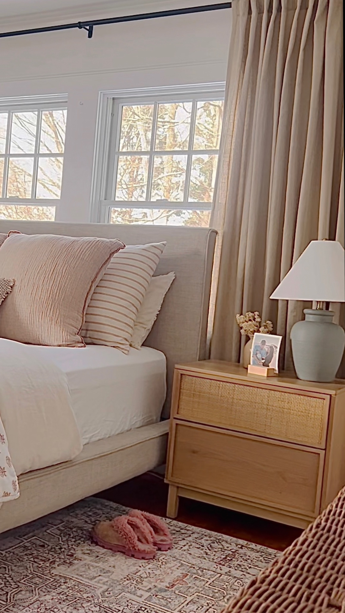 Bedroom makeover!
Nightstand, curtain rods, large table lamp, curtains, duvet and sham set, prints, faux fruit stem, pillow, vase, decorative pillows.

#LTKhome #LTKFind #LTKstyletip