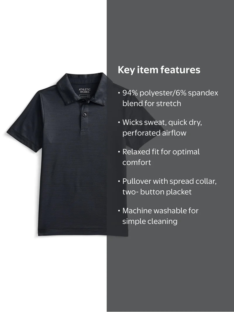 Athletic Works Boys Active Polo Shirt with Short Sleeves, Sizes 4-18 | Walmart (US)