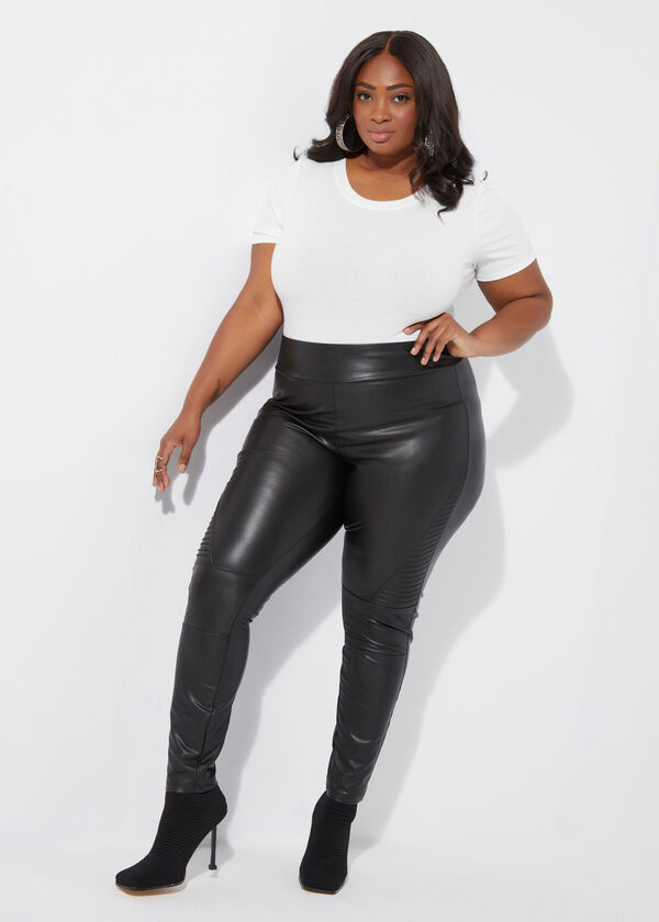 Faux Leather Moto Leggings | Ashley Stewart
