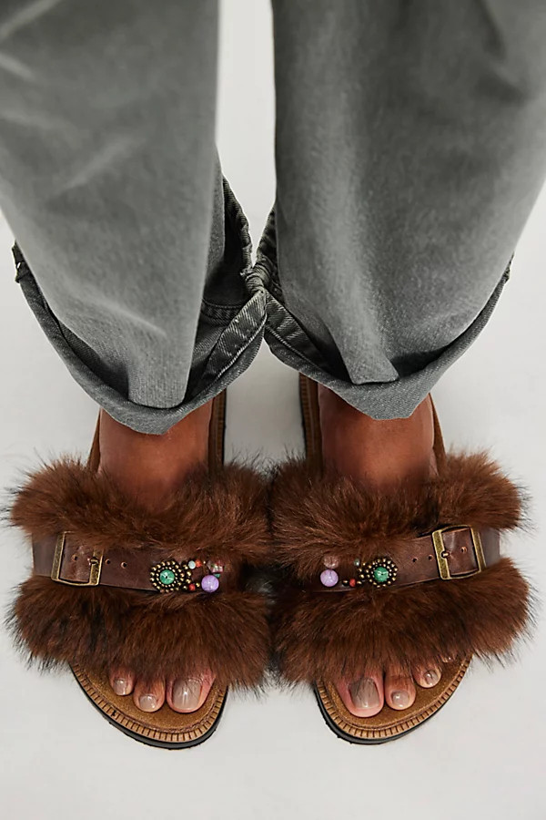 Frankie Faux Fur Slide Sandals | Free People (Global - UK&FR Excluded)