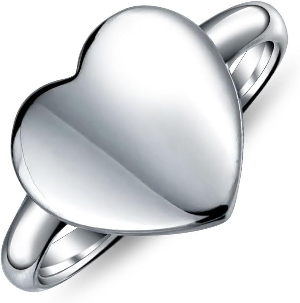 Anillo de plata esterlina 925 personalizable con monograma en forma de corazón ABC o letra de bl... | Amazon (US)