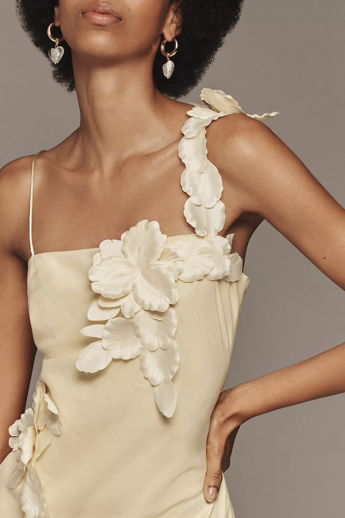 Hutch 3D Floral Appliqué Linen Blend Dress | Anthropologie (US)