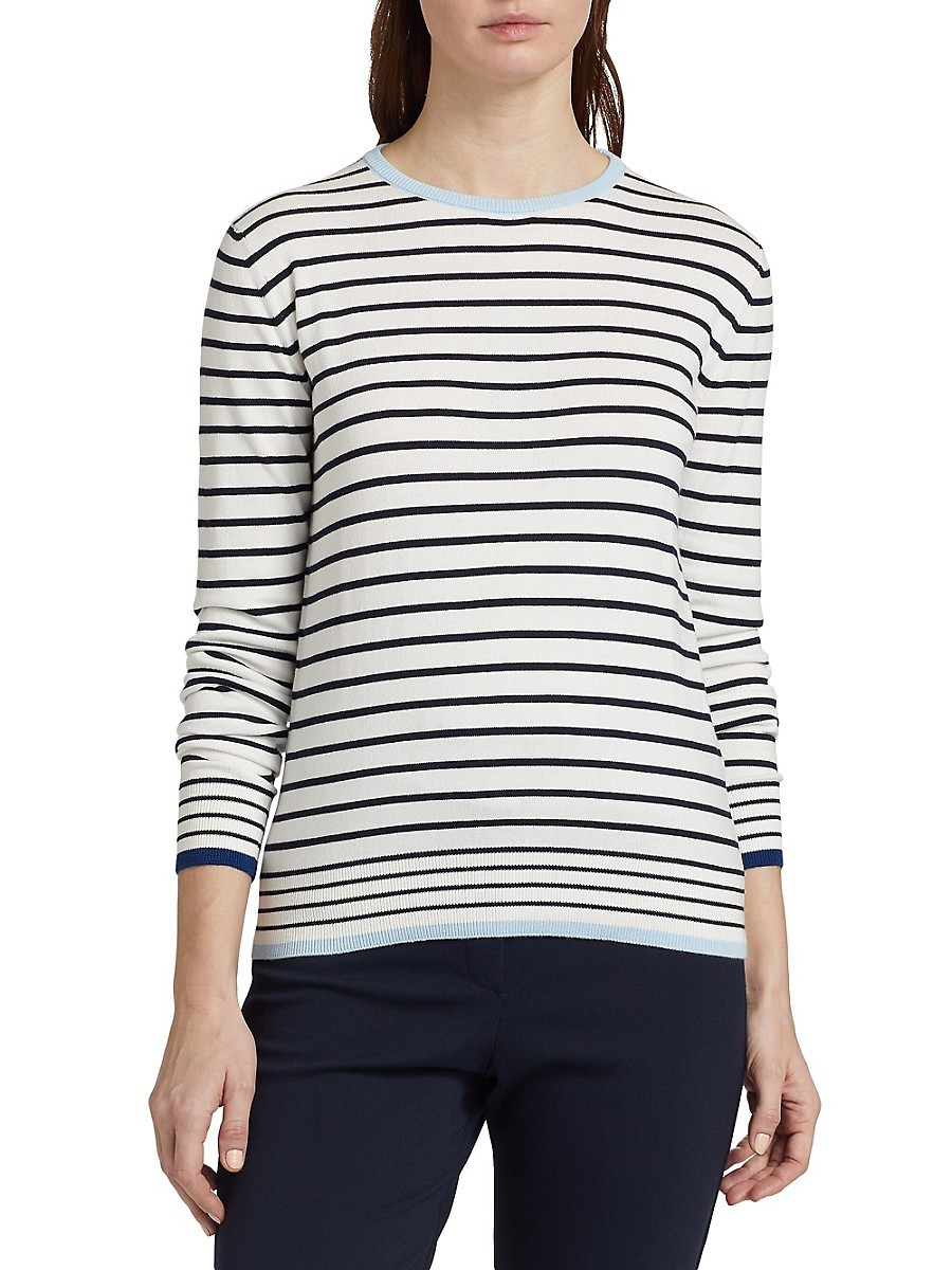 Saks Fifth Avenue Women's Striped Crewneck Sweater - Egret - Size XS | Saks Fifth Avenue OFF 5TH
