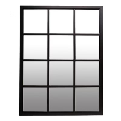 23"x30" Classic Black Windowpane Decorative Wall Mirror Black - Patton Wall Decor | Target