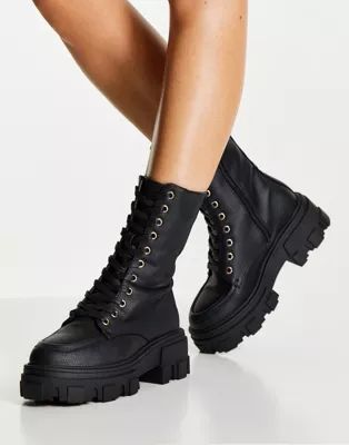 ASOS DESIGN Acoustic chunky lace up boots in black | ASOS (Global)