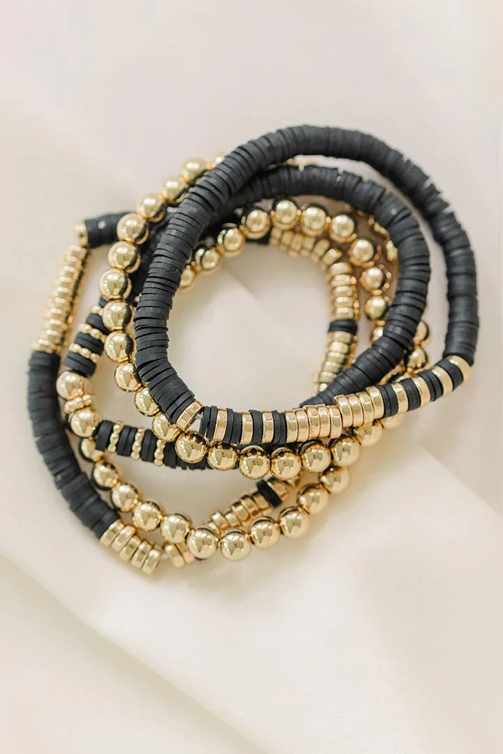 Black Beaded Bracelet Set | Harper Meyers + Co