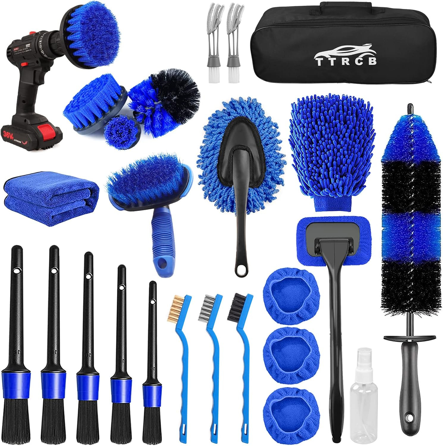 26Pcs Car Detailing Brush Set, Car Detailing Kit, Car Detailing Brushes, Car Cleaning Kit, Car Windshield Cleaning Tool, Professional Car Care kit - Car Wash Brush kit for Interior Exterior Wheels | Amazon (US)