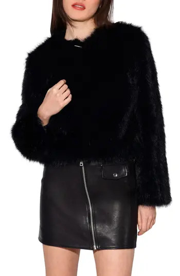 Walter Baker Brielle Faux Fur Jacket in Black at Nordstrom Rack, Size Large | Nordstrom Rack