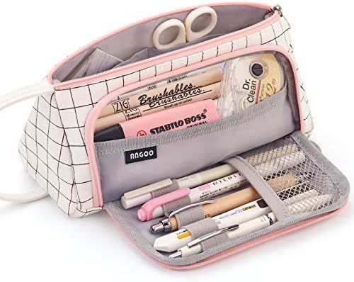 EASTHILL Large Capacity Colored Canvas Storage Pouch Marker Pen Pencil Case Simple Stationery Bag... | Amazon (US)