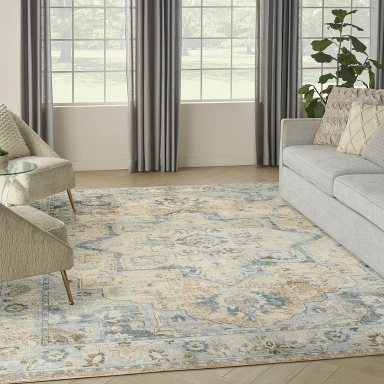 Nourison Astra Machine Washable Persian Beige Blue 7'10" x 10' Area Rug (8x10) | Walmart (US)