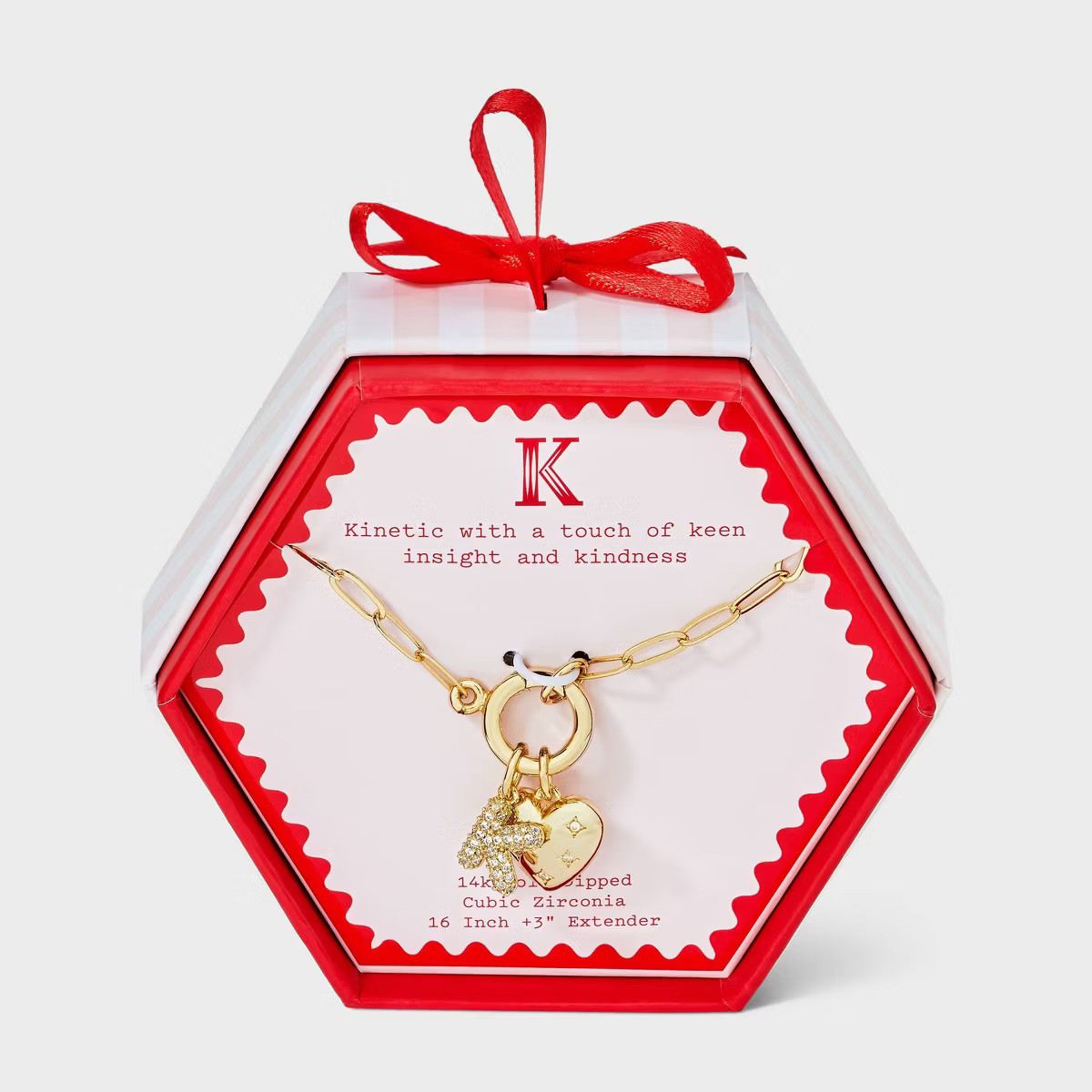 14K Gold Dipped Cubic Zirconia Puffy Heart Charm Initial Necklace - A New Day™ Gold | Target