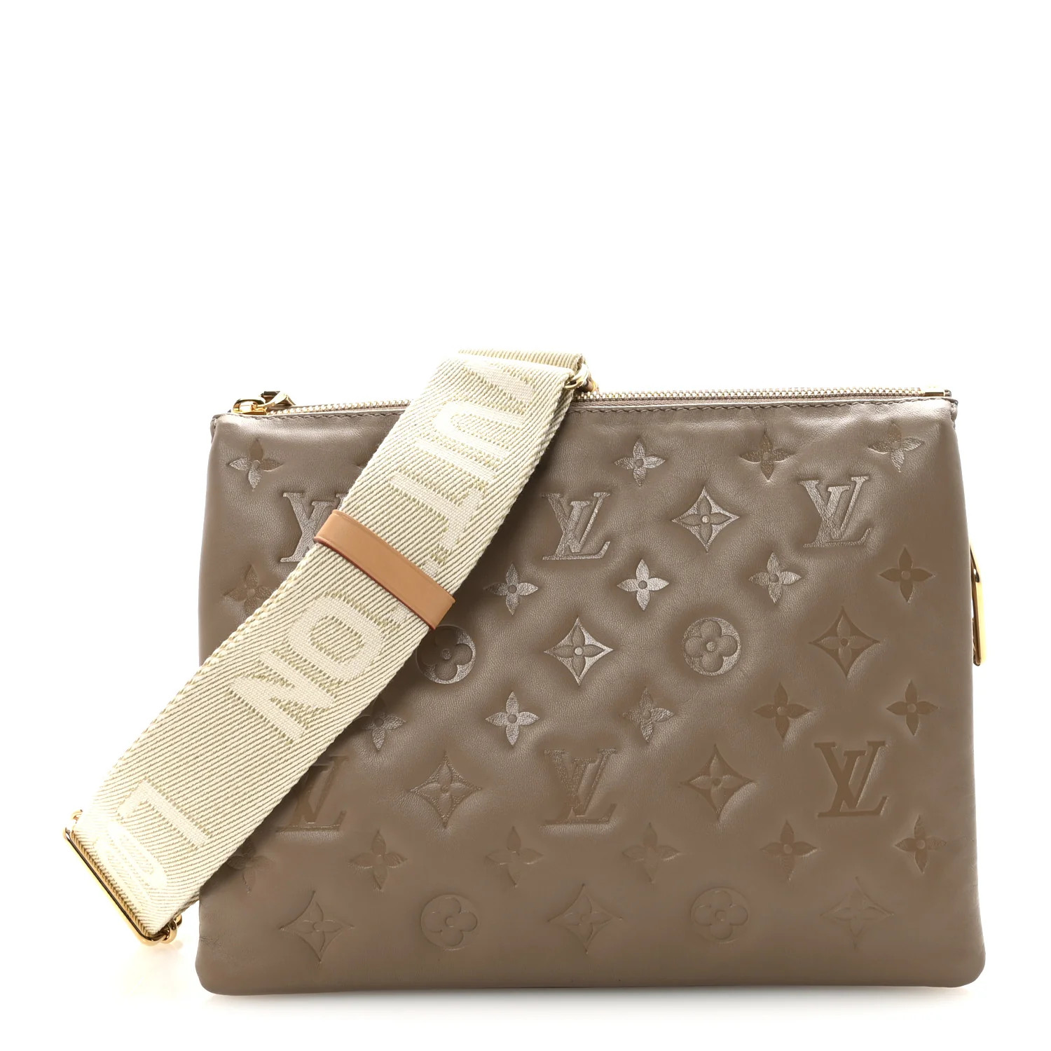Louis Vuitton Lambskin Embossed Monogram Coussin PM Taupe 1867842 | FASHIONPHILE (US)