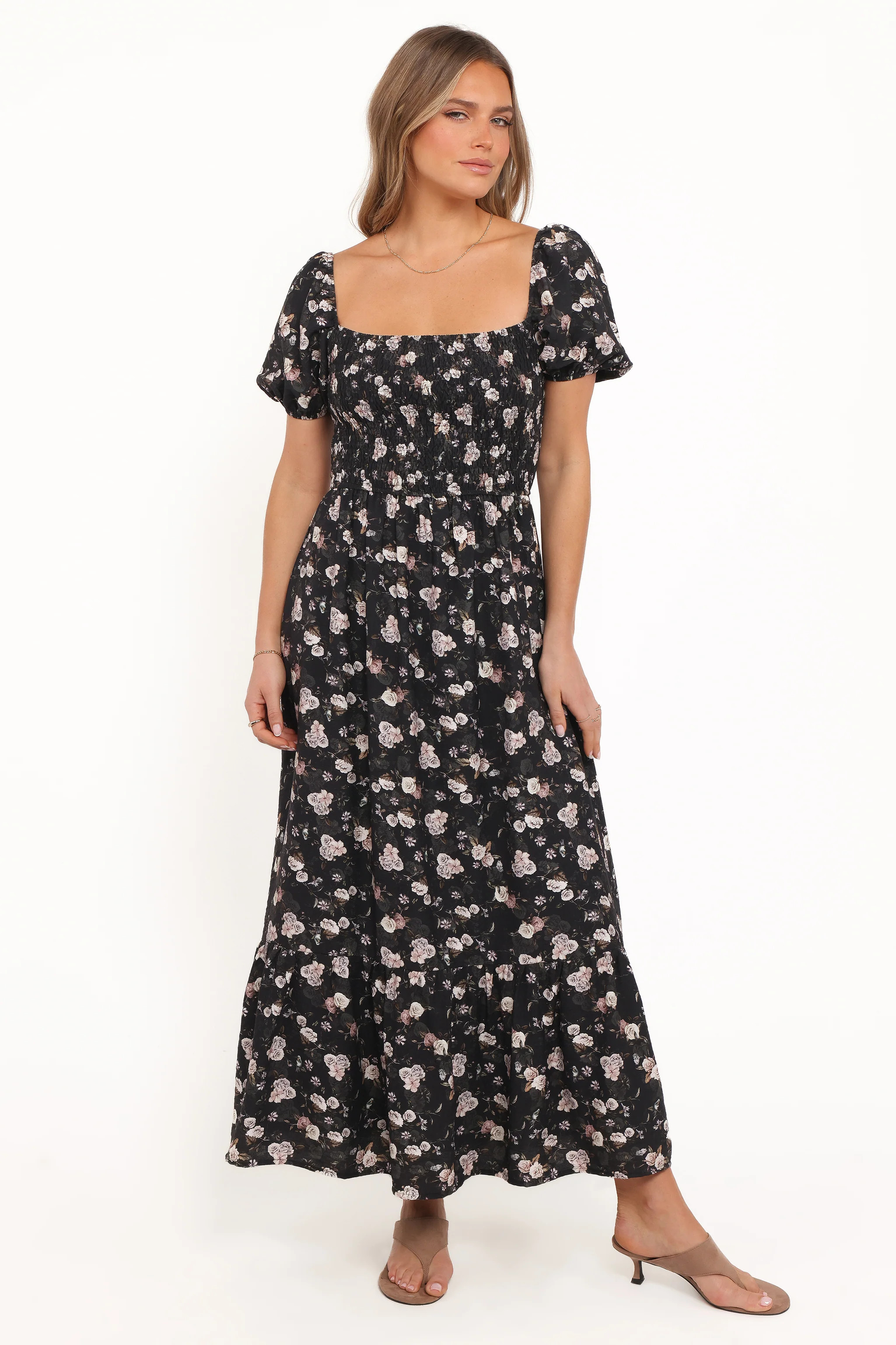 Cecelia Puff Sleeve Maxi Dress - Black Floral | Petal & Pup (US)