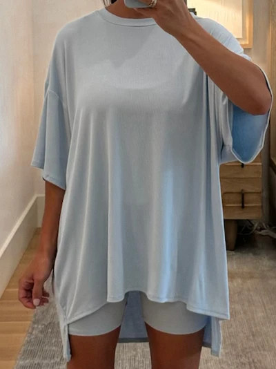Novi Ribbed Tee + Shorts Set | Baby Blue | +Plus Available | Shop Talulah