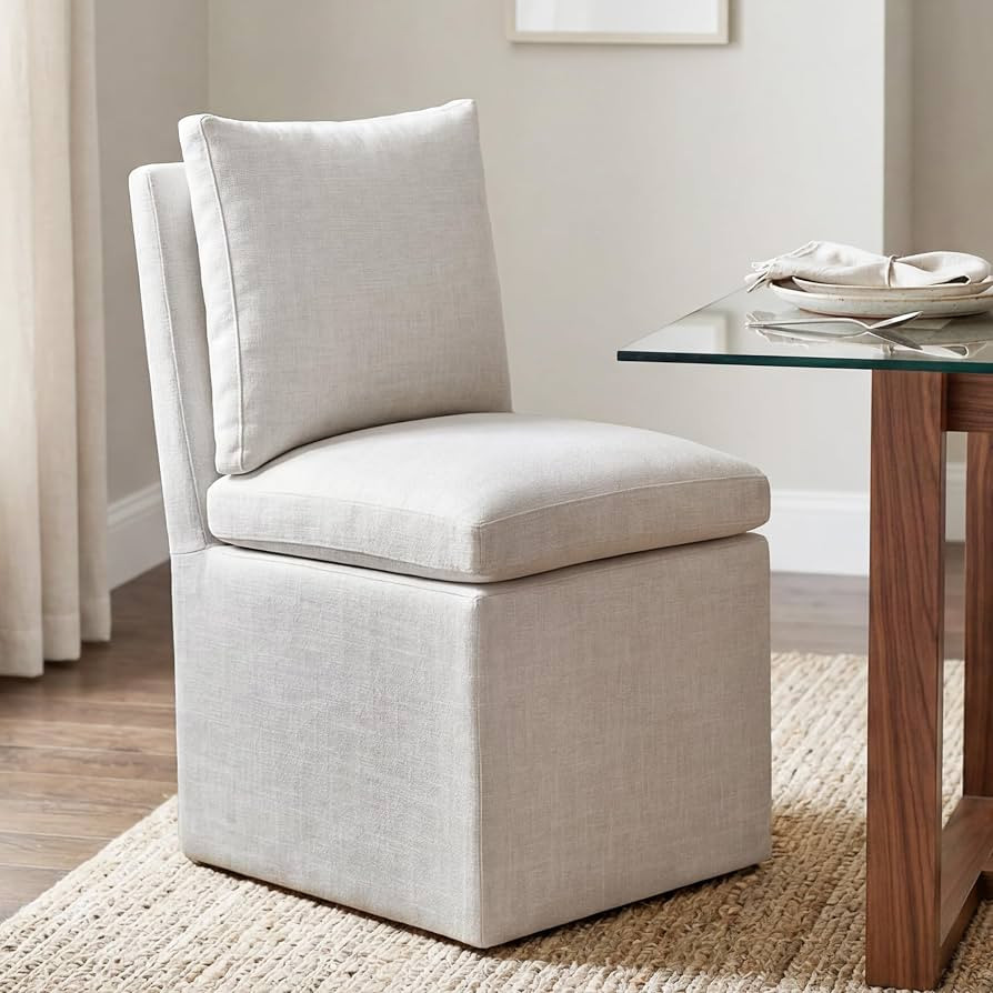 DUHOME Upholstered Armless Dining Chair with Casters | Amazon (US)