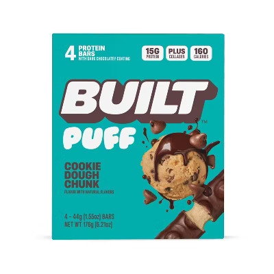 Built Bar Cookie Dough Chunk Puff Protein Bars - 15g Protein - 6.2oz/4ct | Target