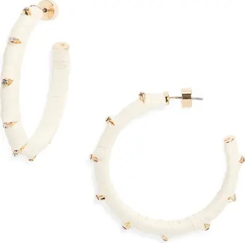 Crystal Accent Raffia Wrapped Hoop Earrings | Nordstrom