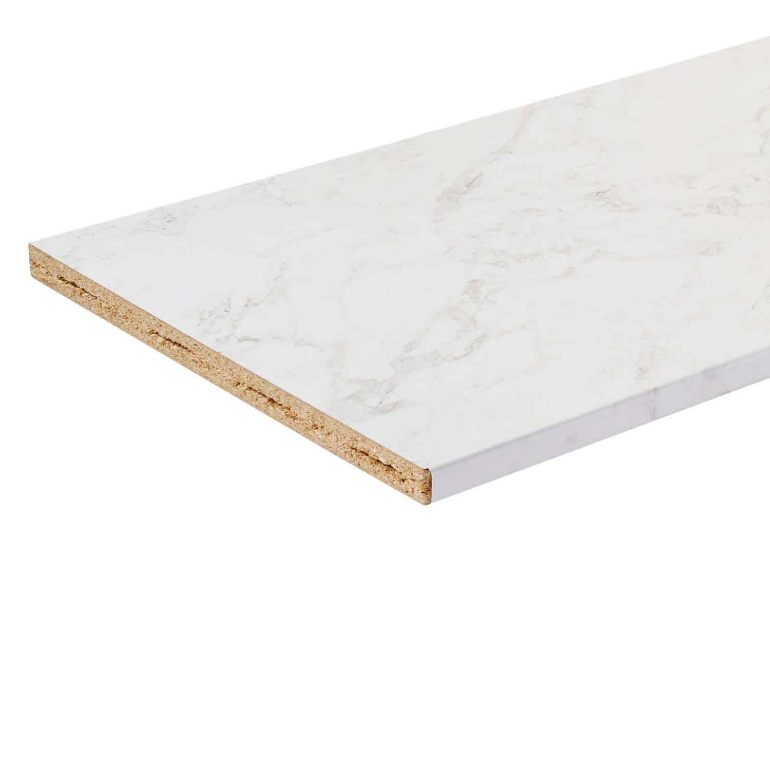 Stretta Matte 6-ft x 25.5-in x 1.125-in White Marble Left-Hand Miter-Cut Laminate Countertop | 83... | Lowe's