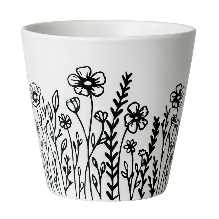 Mainstays 5.9”D x 5.51”H Round Ceramic Wildflower Planter, White | Walmart (US)