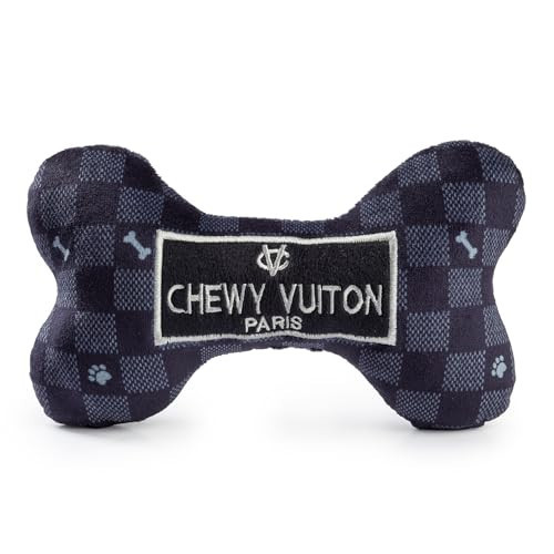 Haute Diggity Dog Black Checker Chewy Vuiton Bone, Plush Designer Dog Toys with Interactive Squeaker, Stimulating Pet Enrichment, Machine-Washable & Safe Materials for All Breeds, Size Large | Amazon (US)