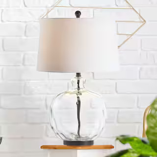 JONATHAN Y Rae 26.5 in. Clear/Black Glass/Metal LED Table Lamp JYL1067A | The Home Depot