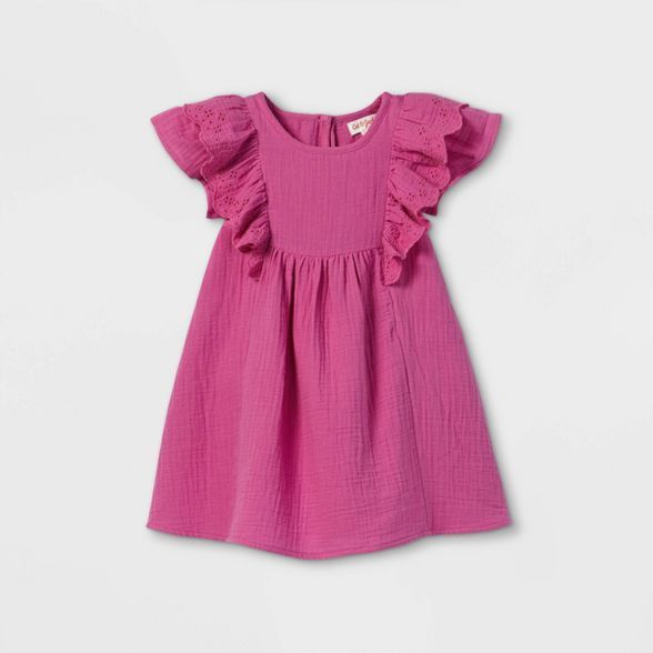 Toddler Girls' Ruffle Sleeve Dress - Cat & Jack™ Pink | Target