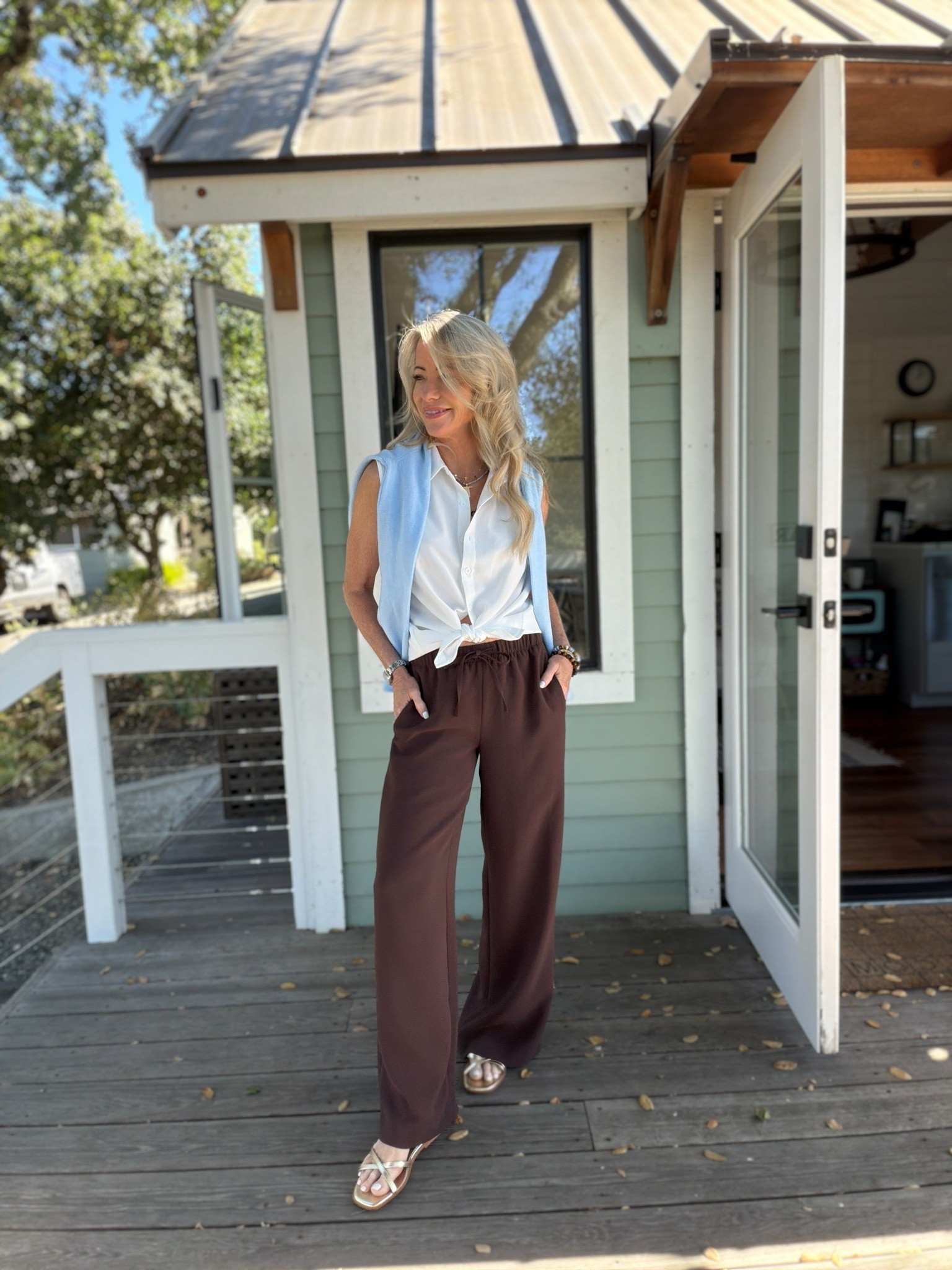 Lunch meeting in napa!  The tie string pants i have in several colors come in petite, I’m in a xxs for reference!

#LTKootd #LTKSeasonal #LTKOver40
