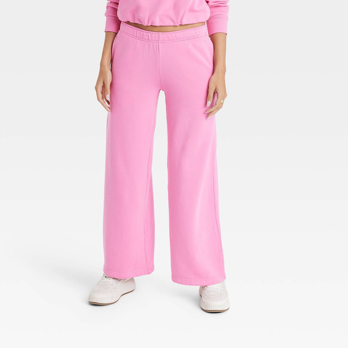 Women's High-Rise Wide Leg Sweatpants - Universal Thread™ Pink M | Target