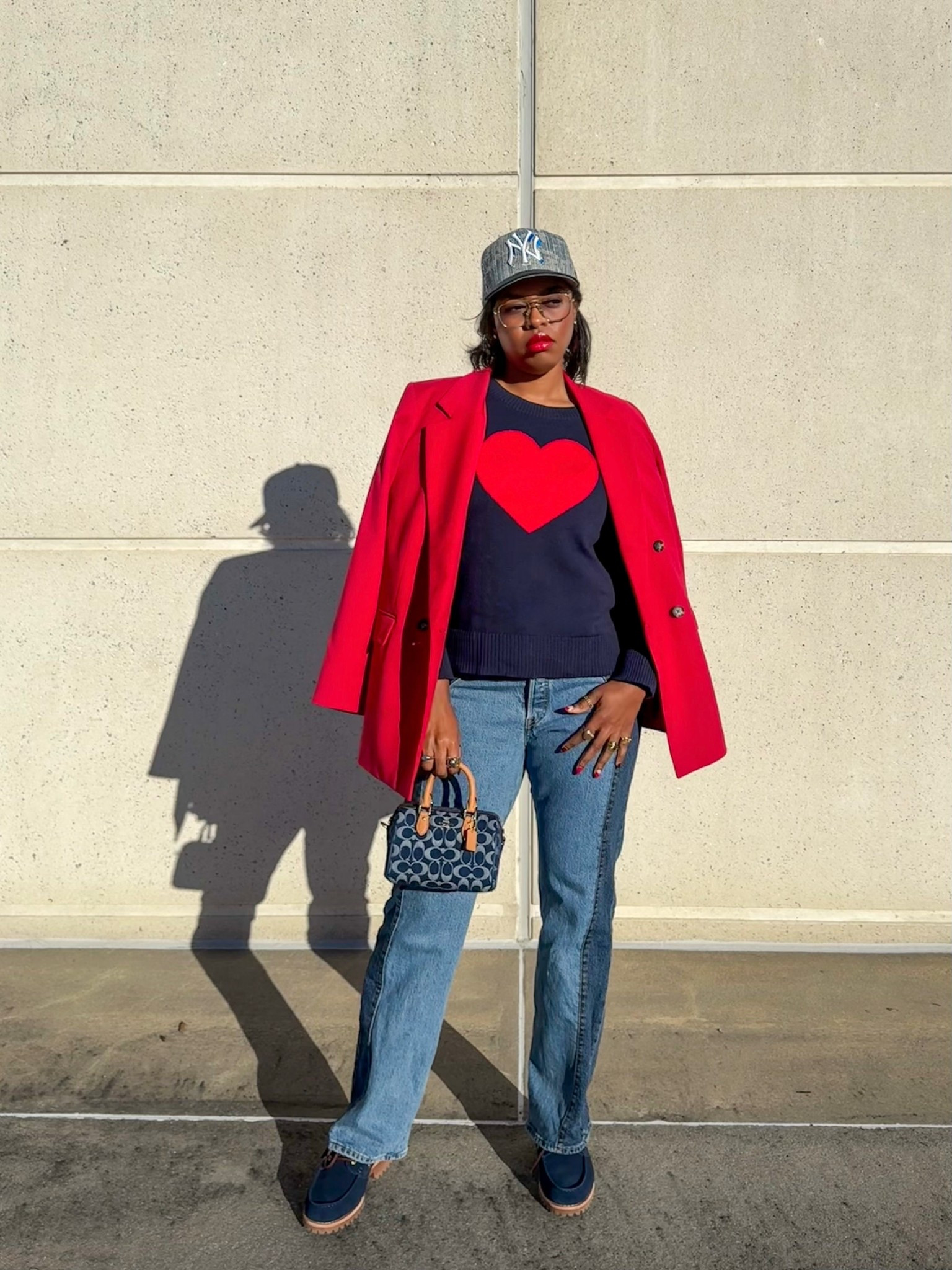 Your Galentine’s Day outfit inspo. 

@levi  jeans, Gap sweater, H&M blazer, @American Eagle Outfitters  x Timberland boat shoes, Coach bag, Capsule Hats baseball hat

#LTKValentine #LTKMidsize #LTKootd