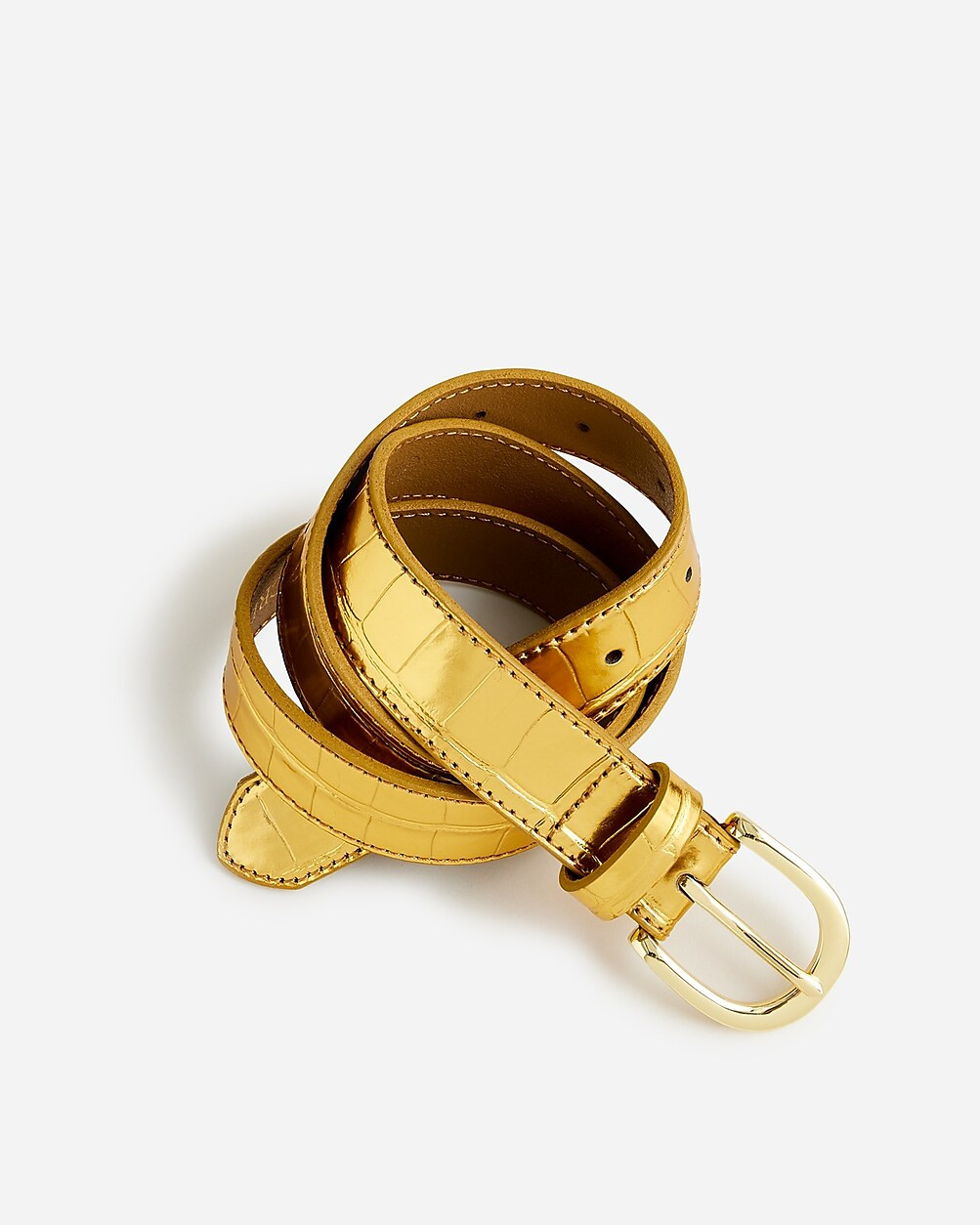 Classic belt in Italian croc-embossed metallic leather | J. Crew US