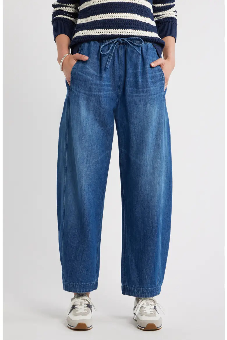 Pull-On Chambray Ankle Barrel Leg Pants (Women) | Nordstrom | Nordstrom