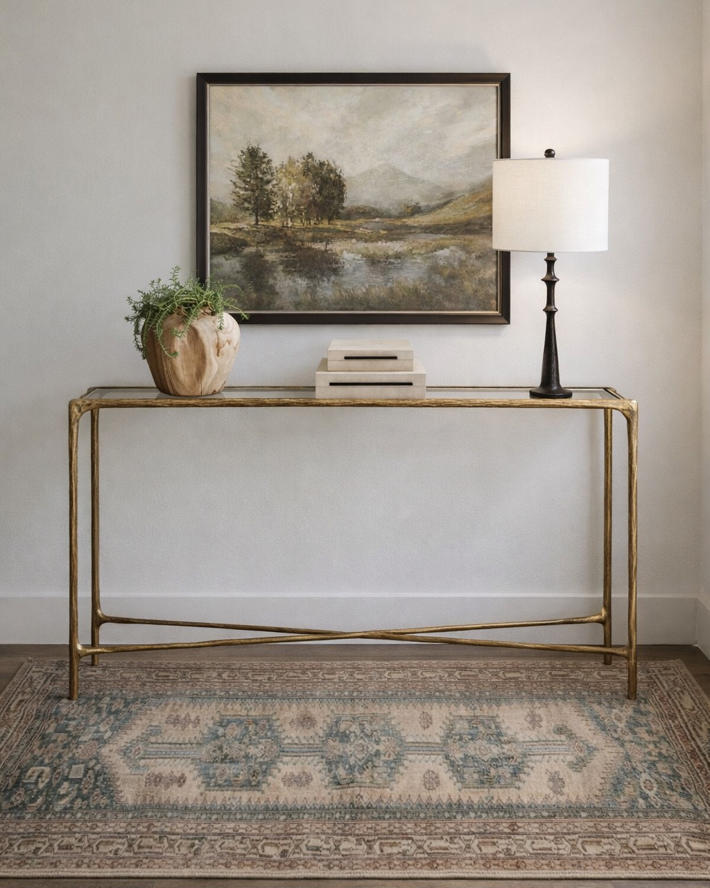 Small but impactful entryway design. 🙌🏻

Modern but still classic and timeless home entrance with narrow console table and landscape artwork. 

#LTKSaleAlert #LTKHome