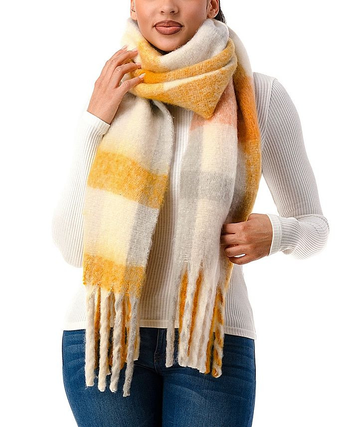 Marcus Adler Women's Plaid Fringe Scarf & Reviews - Hats, Gloves & Scarves - Handbags & Accessori... | Macys (US)